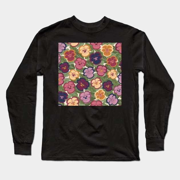 Pansies Galore Long Sleeve T-Shirt by FrancesPoff